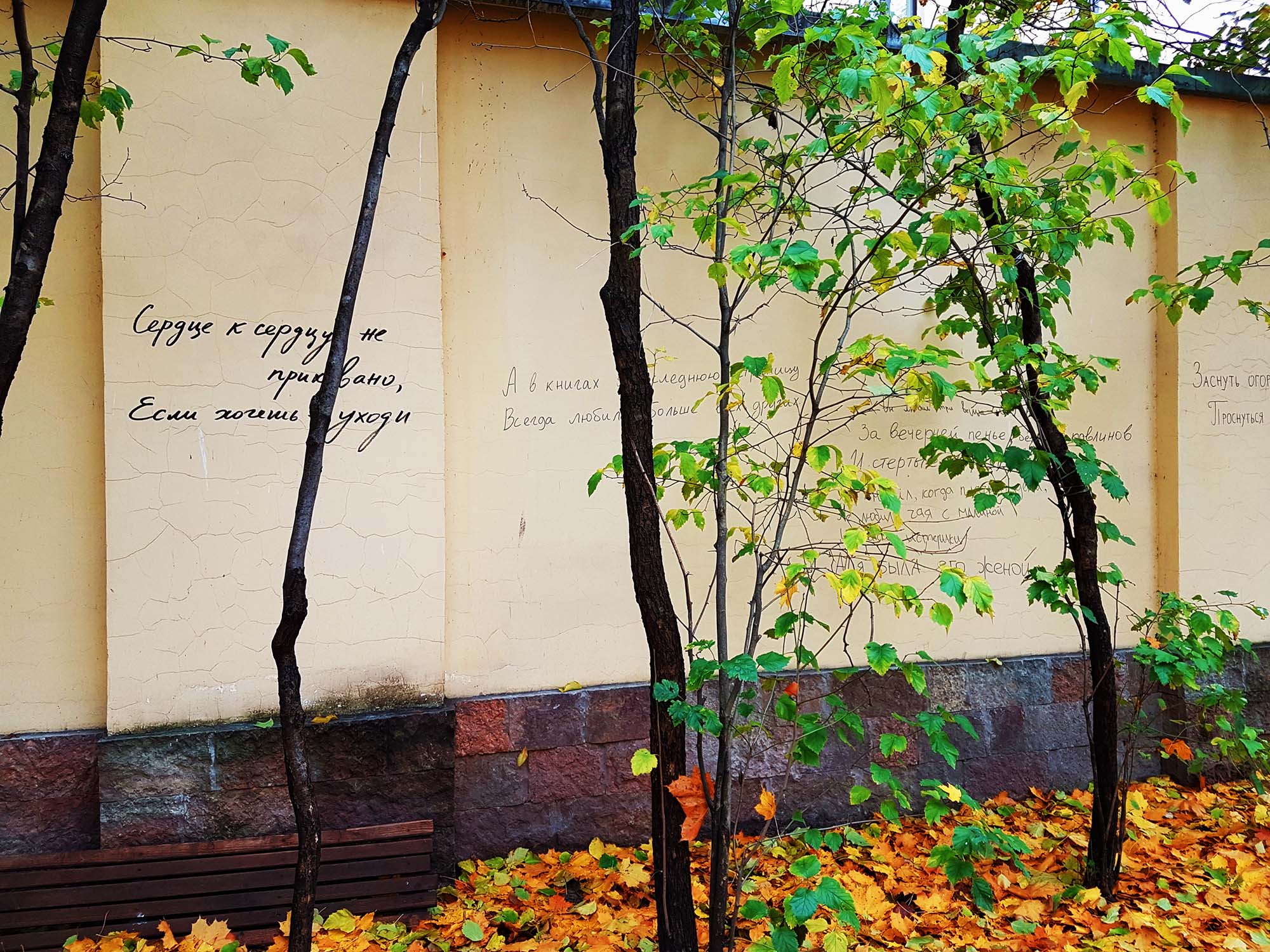 Поэтические граффити в саду Фонтанного дома